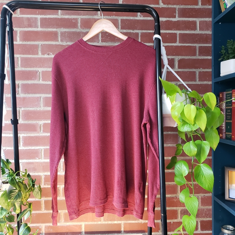 Brick red long sleeve thermal tee